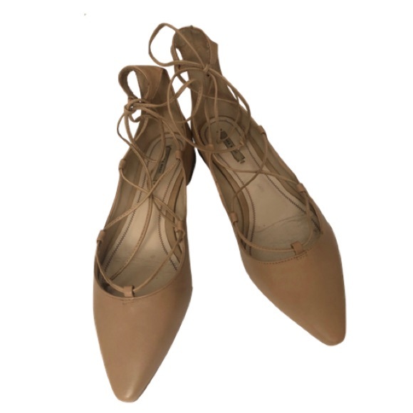 ZARA Lace Up Ballerina Flats - Picture 3 of 7